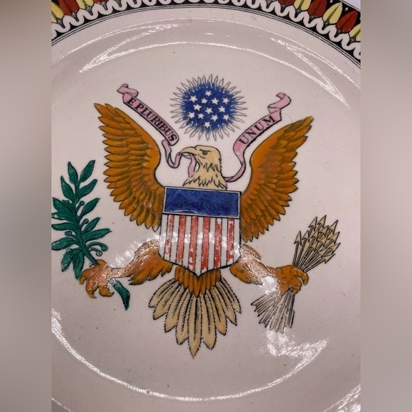 Adam Tunstall Patriotic Ceramic Plate "U.S.‎ Coat of Arms" 1891, England - Picture 3 of 7